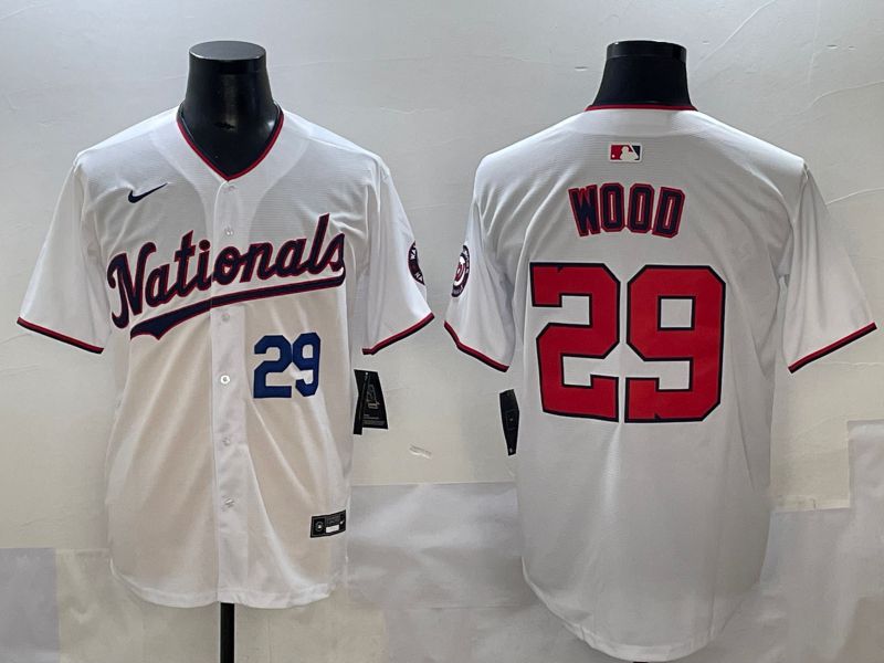 Men 2025 Washington Nationals #29 Wood White Game Nike MLB Jersey style 3